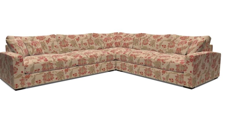 Stockbridge Corner Sofa LHF in V&A Threads of India Opulent Velvets Ikat Mirage Burnt Umber 