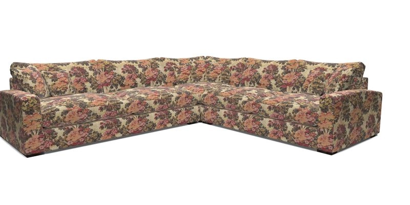 Stockbridge Corner Sofa LHF in V&A Threads of India Opulent Velvets Ikat Mirage Burnt Umber 