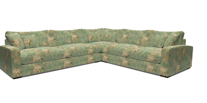 Stockbridge Corner Sofa LHF in V&A Threads of India Opulent Velvets Ikat Mirage Burnt Umber 