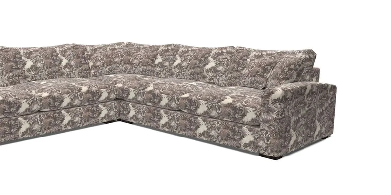 Stockbridge Corner Sofa LHF in V&A Threads of India Opulent Velvets Ikat Mirage Burnt Umber 