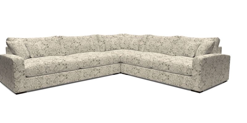 Stockbridge Corner Sofa LHF in V&A Threads of India Opulent Velvets Ikat Mirage Burnt Umber 