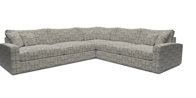 Stockbridge Corner Sofa LHF in V&A Threads of India Opulent Velvets Ikat Mirage Burnt Umber 