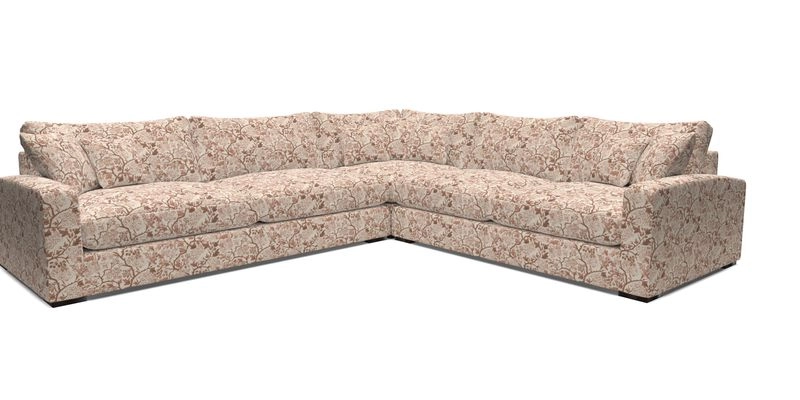 Stockbridge Corner Sofa LHF in V&A Threads of India Opulent Velvets Ikat Mirage Burnt Umber 