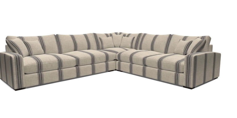 Stockbridge Corner Sofa LHF in V&A Threads of India Opulent Velvets Ikat Mirage Burnt Umber 