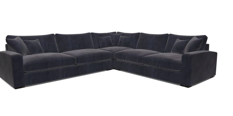 Stockbridge Corner Sofa LHF in V&A Threads of India Opulent Velvets Ikat Mirage Burnt Umber 