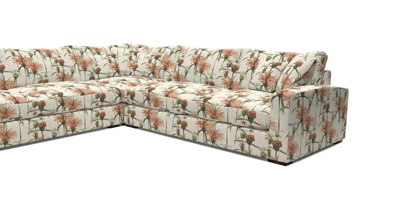 Stockbridge Corner Sofa LHF in V&A Threads of India Opulent Velvets Ikat Mirage Burnt Umber 