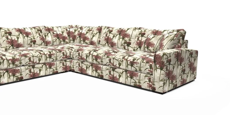 Stockbridge Corner Sofa LHF in V&A Threads of India Opulent Velvets Ikat Mirage Burnt Umber 