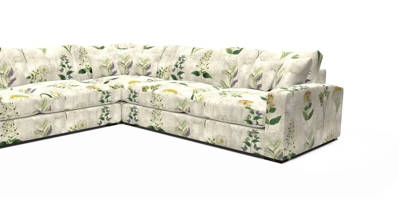 Stockbridge Corner Sofa LHF in V&A Threads of India Opulent Velvets Ikat Mirage Burnt Umber 