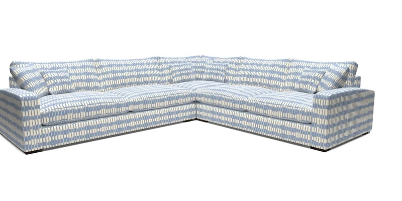 Stockbridge Corner Sofa LHF in V&A Threads of India Opulent Velvets Ikat Mirage Burnt Umber 