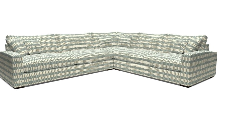 Stockbridge Corner Sofa LHF in V&A Threads of India Opulent Velvets Ikat Mirage Burnt Umber 