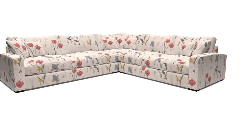 Stockbridge Corner Sofa LHF in V&A Threads of India Opulent Velvets Ikat Mirage Burnt Umber 