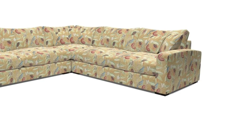 Stockbridge Corner Sofa LHF in V&A Threads of India Opulent Velvets Ikat Mirage Burnt Umber 