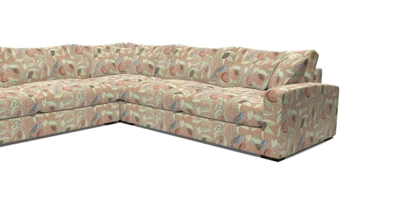 Stockbridge Corner Sofa LHF in V&A Threads of India Opulent Velvets Ikat Mirage Burnt Umber 