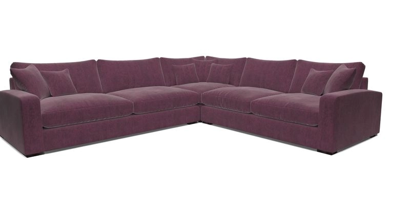 Stockbridge Corner Sofa LHF in V&A Threads of India Opulent Velvets Ikat Mirage Burnt Umber 