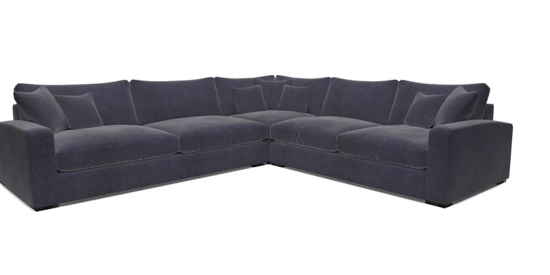 Stockbridge Corner Sofa LHF in V&A Threads of India Opulent Velvets Ikat Mirage Burnt Umber 