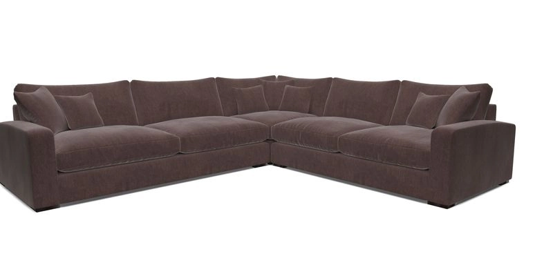 Stockbridge Corner Sofa LHF in V&A Threads of India Opulent Velvets Ikat Mirage Burnt Umber 