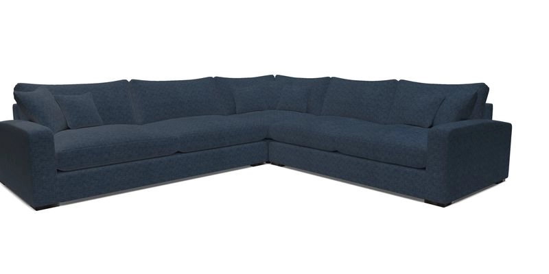 Stockbridge Corner Sofa LHF in V&A Threads of India Opulent Velvets Ikat Mirage Burnt Umber 