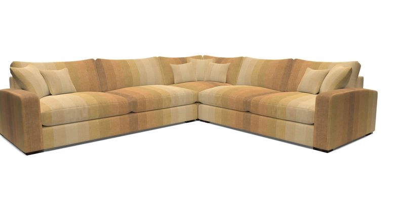 Stockbridge Corner Sofa LHF in V&A Threads of India Opulent Velvets Ikat Mirage Burnt Umber 