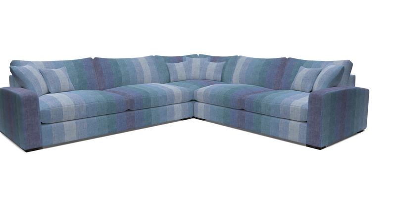 Stockbridge Corner Sofa LHF in V&A Threads of India Opulent Velvets Ikat Mirage Burnt Umber 