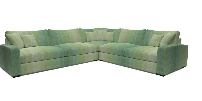 Stockbridge Corner Sofa LHF in V&A Threads of India Opulent Velvets Ikat Mirage Burnt Umber 