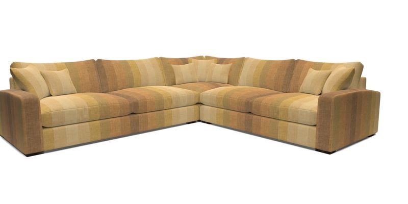 Stockbridge Corner Sofa LHF in V&A Threads of India Opulent Velvets Ikat Mirage Burnt Umber 