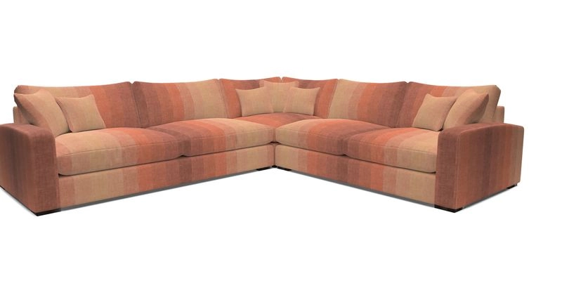 Stockbridge Corner Sofa LHF in V&A Threads of India Opulent Velvets Ikat Mirage Burnt Umber 