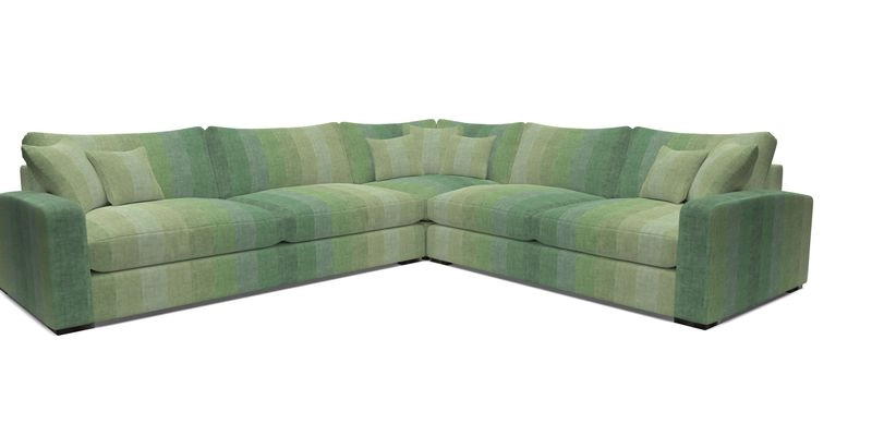 Stockbridge Corner Sofa LHF in V&A Threads of India Opulent Velvets Ikat Mirage Burnt Umber 