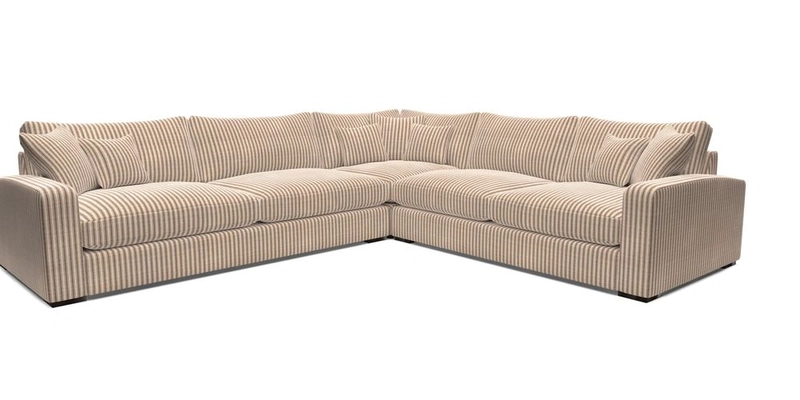 Stockbridge Corner Sofa LHF in V&A Threads of India Opulent Velvets Ikat Mirage Burnt Umber 