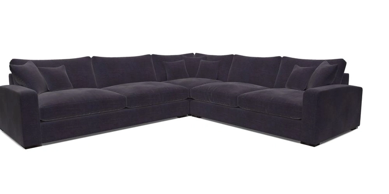 Stockbridge Corner Sofa LHF in V&A Threads of India Opulent Velvets Ikat Mirage Burnt Umber 