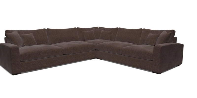 Stockbridge Corner Sofa LHF in V&A Threads of India Opulent Velvets Ikat Mirage Burnt Umber 