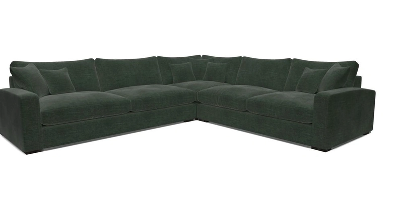 Stockbridge Corner Sofa LHF in V&A Threads of India Opulent Velvets Ikat Mirage Burnt Umber 