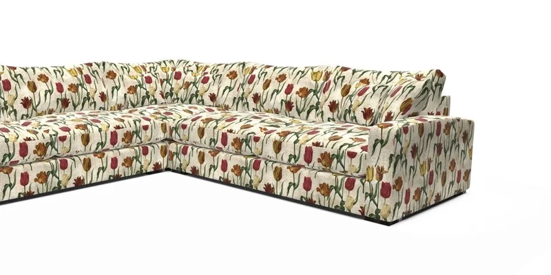 Stockbridge Corner Sofa LHF in V&A Threads of India Opulent Velvets Ikat Mirage Burnt Umber 