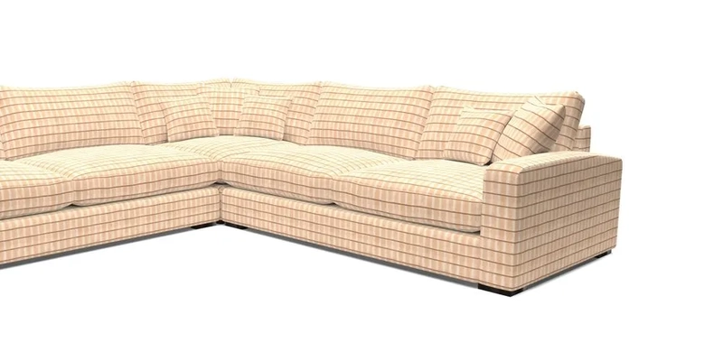 Stockbridge Corner Sofa LHF in V&A Threads of India Opulent Velvets Ikat Mirage Burnt Umber 