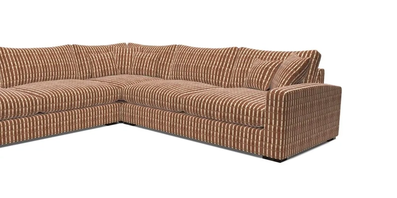 Stockbridge Corner Sofa LHF in V&A Threads of India Opulent Velvets Ikat Mirage Burnt Umber 