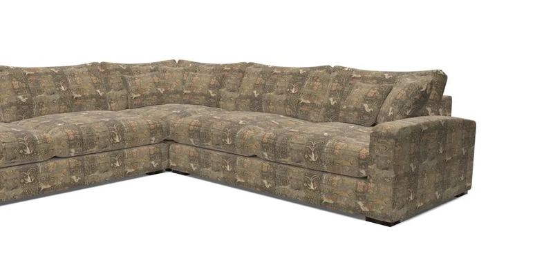 Stockbridge Corner Sofa LHF in V&A Threads of India Opulent Velvets Ikat Mirage Burnt Umber 