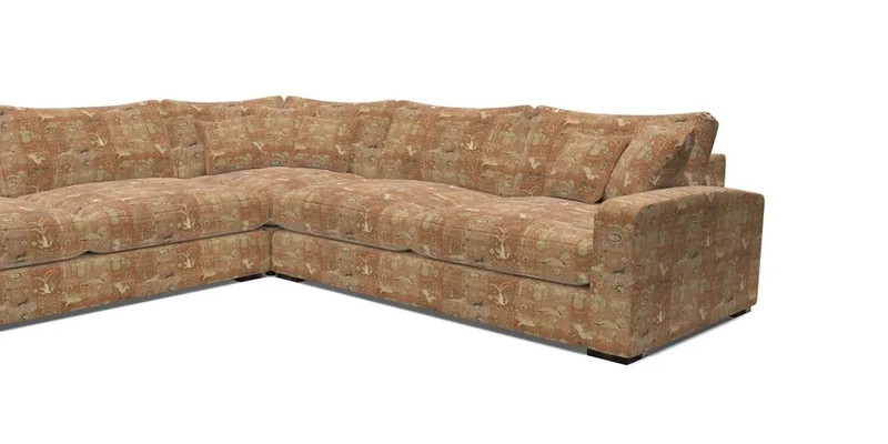 Stockbridge Corner Sofa LHF in V&A Threads of India Opulent Velvets Ikat Mirage Burnt Umber 