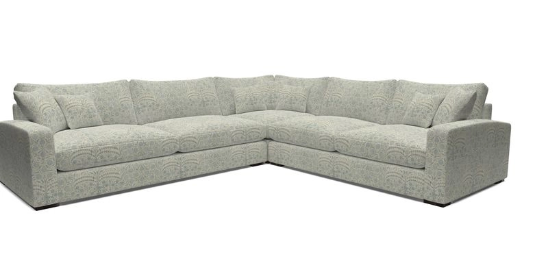 Stockbridge Corner Sofa LHF in V&A Threads of India Opulent Velvets Ikat Mirage Burnt Umber 