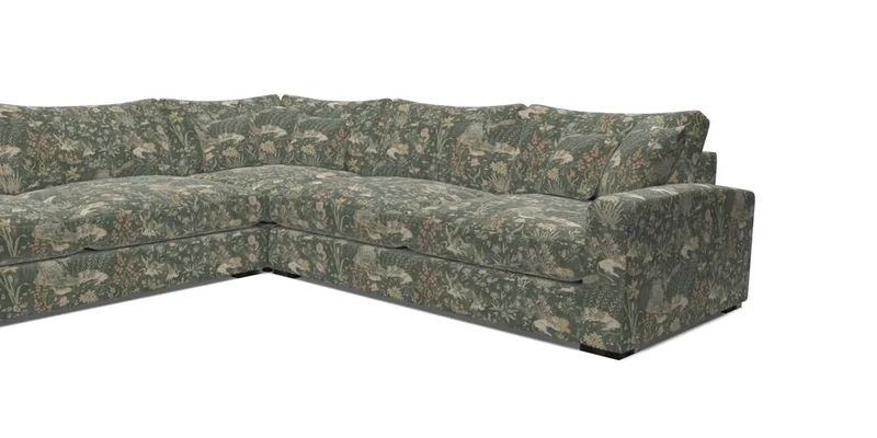 Stockbridge Corner Sofa LHF in V&A Threads of India Opulent Velvets Ikat Mirage Burnt Umber 