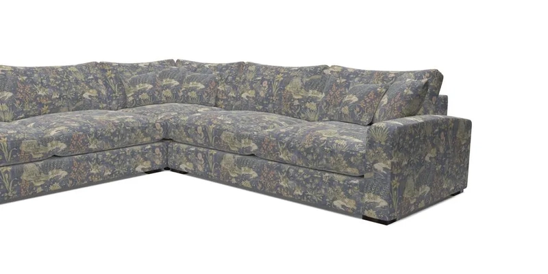 Stockbridge Corner Sofa LHF in V&A Threads of India Opulent Velvets Ikat Mirage Burnt Umber 