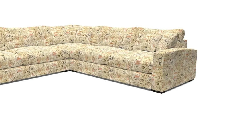 Stockbridge Corner Sofa LHF in V&A Threads of India Opulent Velvets Ikat Mirage Burnt Umber 