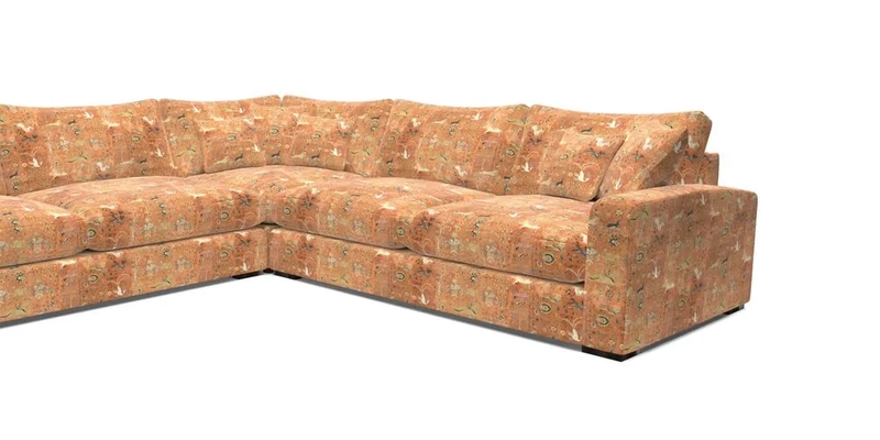 Stockbridge Corner Sofa LHF in V&A Threads of India Opulent Velvets Ikat Mirage Burnt Umber 