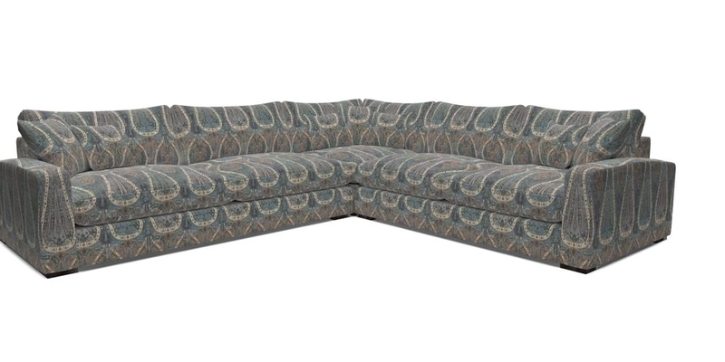 Stockbridge Corner Sofa LHF in V&A Threads of India Opulent Velvets Ikat Mirage Burnt Umber 