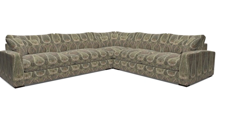 Stockbridge Corner Sofa LHF in V&A Threads of India Opulent Velvets Ikat Mirage Burnt Umber 