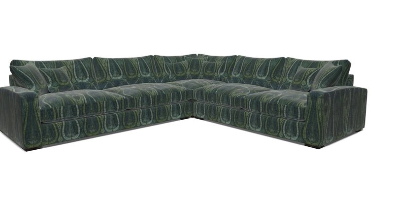 Stockbridge Corner Sofa LHF in V&A Threads of India Opulent Velvets Ikat Mirage Burnt Umber 