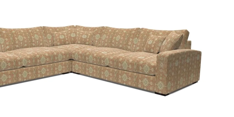 Stockbridge Corner Sofa LHF in V&A Threads of India Opulent Velvets Ikat Mirage Burnt Umber 