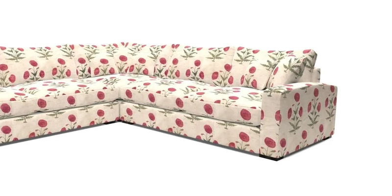 Stockbridge Corner Sofa LHF in V&A Threads of India Opulent Velvets Ikat Mirage Burnt Umber 