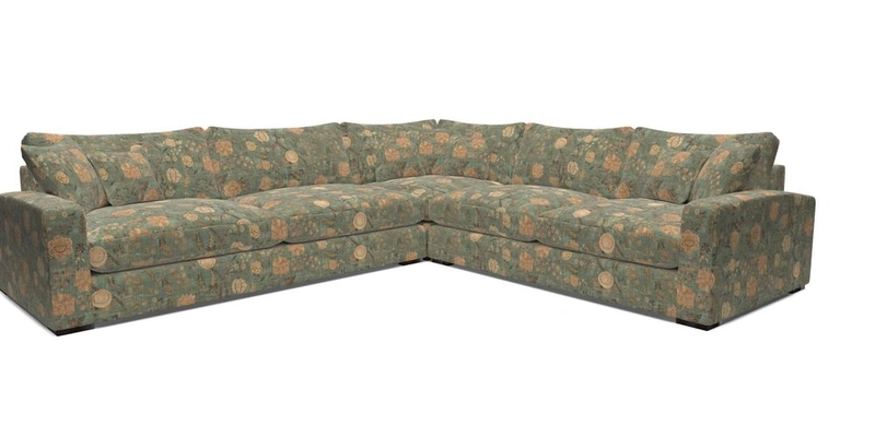 Stockbridge Corner Sofa LHF in V&A Threads of India Opulent Velvets Ikat Mirage Burnt Umber 