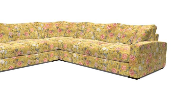 Stockbridge Corner Sofa LHF in V&A Threads of India Opulent Velvets Ikat Mirage Burnt Umber 