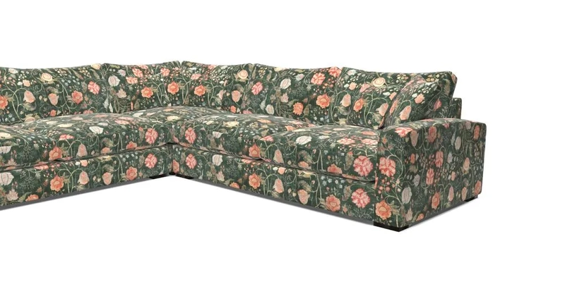 Stockbridge Corner Sofa LHF in V&A Threads of India Opulent Velvets Ikat Mirage Burnt Umber 