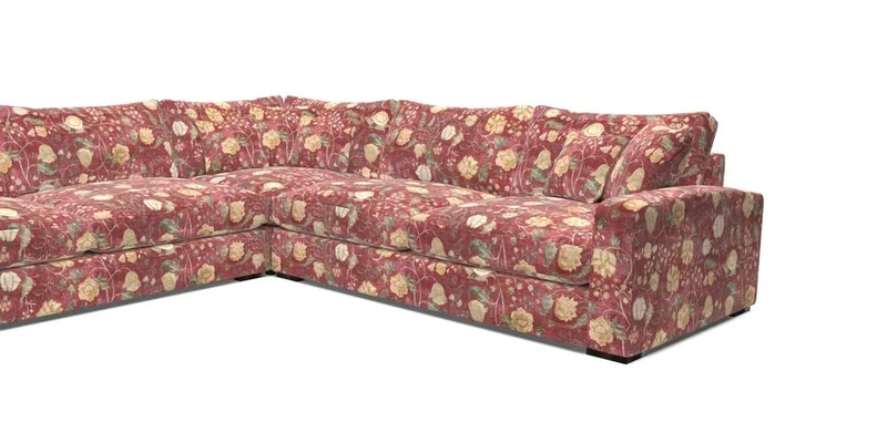 Stockbridge Corner Sofa LHF in V&A Threads of India Opulent Velvets Ikat Mirage Burnt Umber 